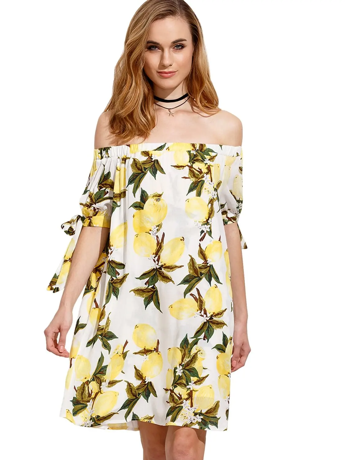 Women's Sexy Off Shoulder Lemon Print Tie Sleeve Tunic Dress Ladies Casual Wear Dresses
Women's Sexy Off Shoulder Lemon Print Tie Sleeve Tunic Dress Ladies Casual Wear Dresses