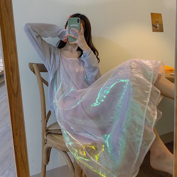 Summer Hologram Sleeveless Hologram Dress Harajuku Lolita Sweet Cute Kawayii Girls Dress Vocation Holiday Festival
Summer Hologram Sleeveless Hologram Dress Harajuku Lolita Sweet Cute Kawayii Girls Dress Vocation Holiday Festival