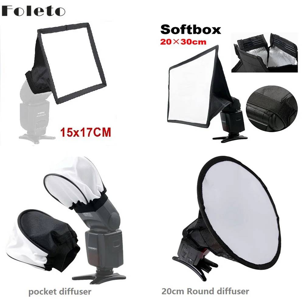 Foleto Flash Light Soft Diffuser Soft Box Speed Light Camera Accessory FOR Canon nikon yongnuo Godox speedlite 580ex sb600 sb800
Foleto Flash Light Soft Diffuser Soft Box Speed Light Camera Accessory FOR Canon nikon yongnuo Godox speedlite 580ex sb600 sb800
