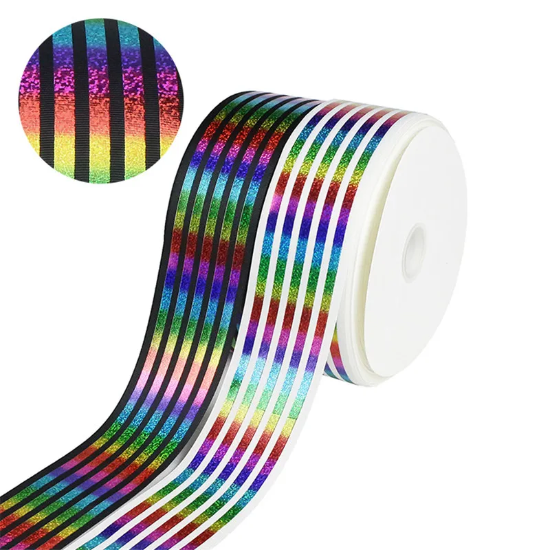 75-093029,3" 75mm 50yds rainbow hologram print Grosgrain ribbon DIY handmade bow headdress Accessories Gift wrapping
75-093029,3" 75mm 50yds rainbow hologram print Grosgrain ribbon DIY handmade bow headdress Accessories Gift wrapping