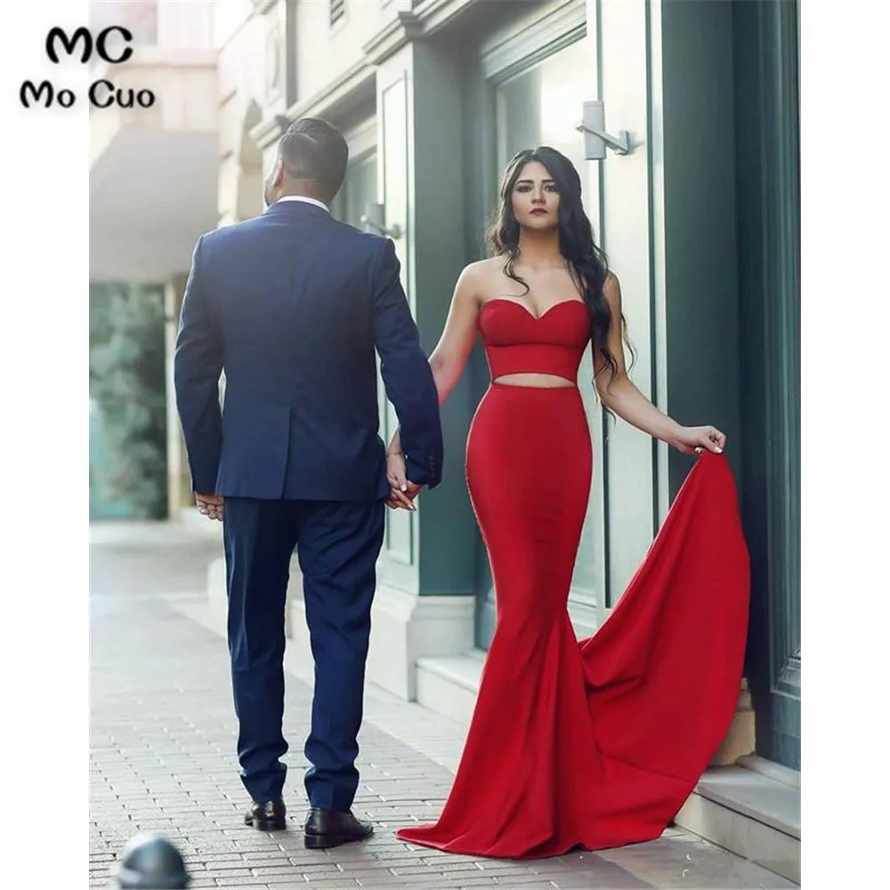 Sexy Mermaid Prom Dresses Evening Gowns Two Pieces Gown Sweetheart Elastic Satin Red Prom Dress for Women Custom Made
Sexy Mermaid Prom Dresses Evening Gowns Two Pieces Gown Sweetheart Elastic Satin Red Prom Dress for Women Custom Made