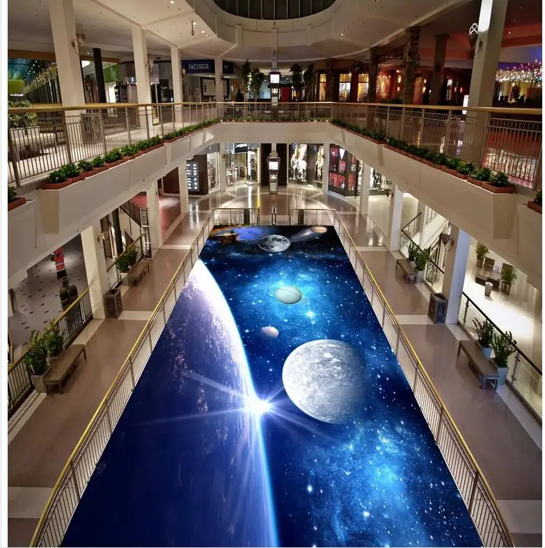 Современная Наклейка 3D Пол космическая планета наклейка s Mural-3d ПВХ обои
