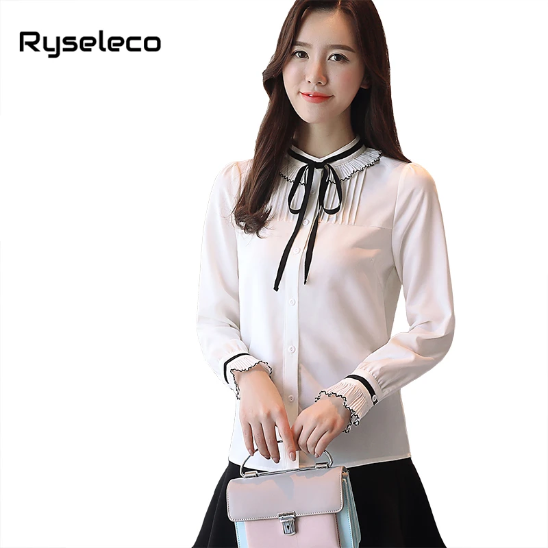 Ryseleco Autumn New Women Elegant Single Breasted Blouses Fashion Bow Lace Up Chiffon Tops Casual Pleated Patchwork Slim Shirts
Ryseleco Autumn New Women Elegant Single Breasted Blouses Fashion Bow Lace Up Chiffon Tops Casual Pleated Patchwork Slim Shirts