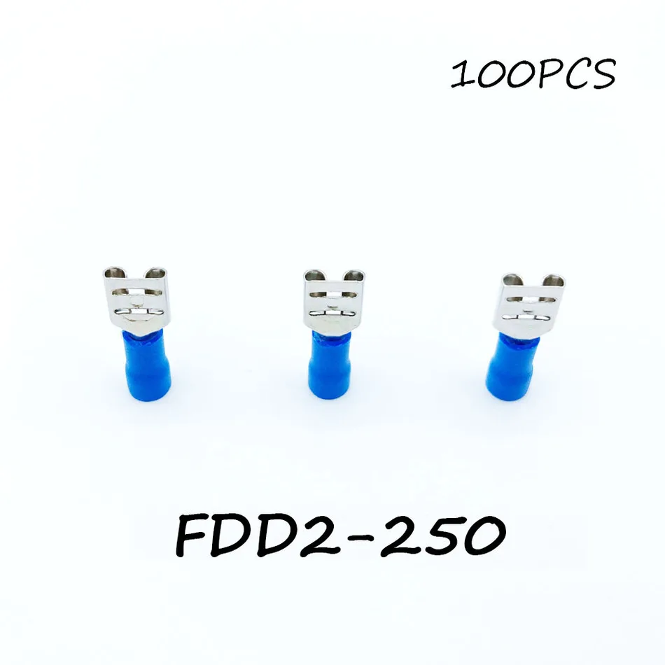 Insulated Female Disconnector FDD2-250 100PCS/Pack Blue Spade Quick Electrical Connector Crimp Wire Terminal AWG Terminator
Insulated Female Disconnector FDD2-250 100PCS/Pack Blue Spade Quick Electrical Connector Crimp Wire Terminal AWG Terminator