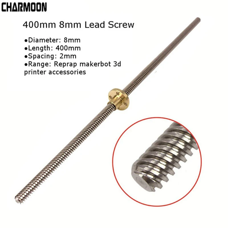 

T8 Lead Screw 100mm 150mm 250mm 300mm 330mm 350mm 400mm 500mm for 3D Printers Parts 8mm Trapezoidal Screws Copper Nuts Leadscrew