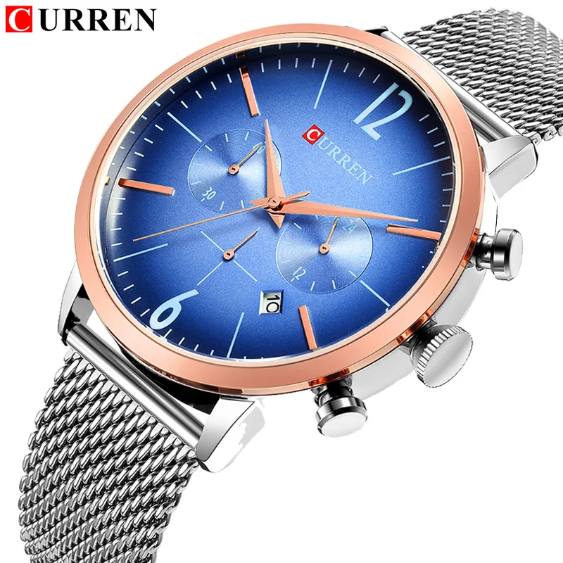 CURREN New Men Fashion Chronograph Quartz Watch Men's Creative Dial Sport Watches Male Mesh Steel Band Clock Relogio Masculino
CURREN New Men Fashion Chronograph Quartz Watch Men's Creative Dial Sport Watches Male Mesh Steel Band Clock Relogio Masculino
