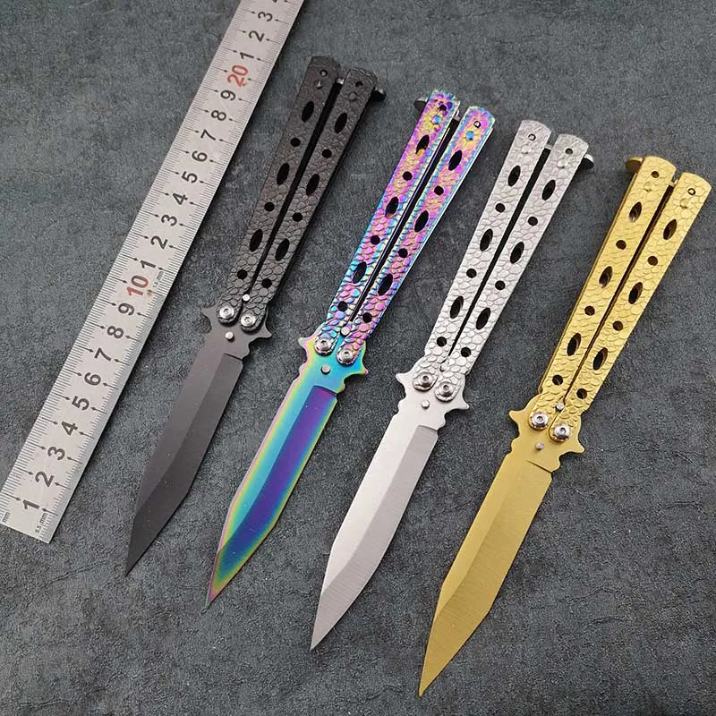 No Edge Stainless Steel Practice Butterfly in Knife Trainer Training Folding Knife EDC Tool Outdoor Camping Knife CS go tactical
No Edge Stainless Steel Practice Butterfly in Knife Trainer Training Folding Knife EDC Tool Outdoor Camping Knife CS go tactical