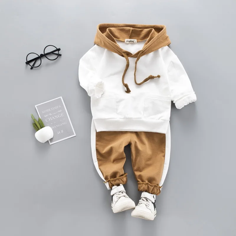 2019 Cotton Baby Boy Girl Clothing Set High Quality print top two-piece suit New Children's wear motion Hooded Sweater Kid | Детская