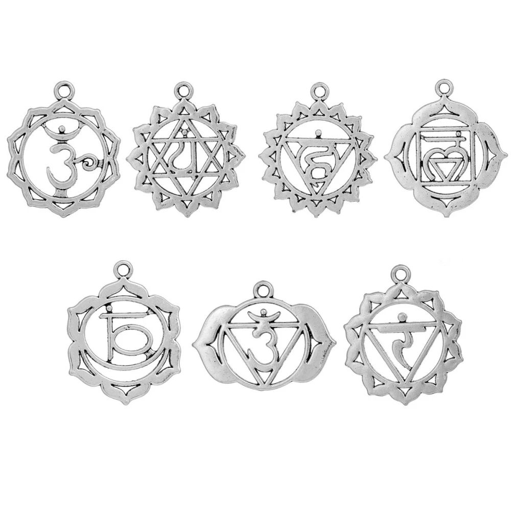 DoreenBeads Подвески чакры смешанного серебра полые 3 7 см x (1 4/8 "x1 2/8") 2 6 2/8 "x1")