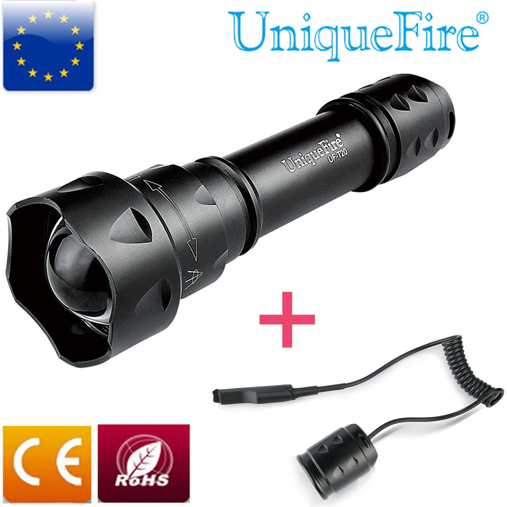 Waterproof UniqueFire Lamp Troch 1200Lumen UF-T20-XML2 Rechargeable Led Flashlight+Remote Pressure For Using Camping Or Hunting
Waterproof UniqueFire Lamp Troch 1200Lumen UF-T20-XML2 Rechargeable Led Flashlight+Remote Pressure For Using Camping Or Hunting