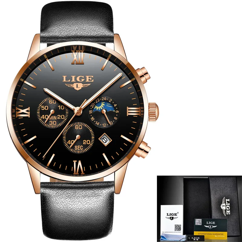 2020 Men Watches Luxury Brand LIGE Multi Function Mens Sport Quartz Watch Man Waterproof leather Business Clock Male Wrist Watch
2020 Men Watches Luxury Brand LIGE Multi Function Mens Sport Quartz Watch Man Waterproof leather Business Clock Male Wrist Watch