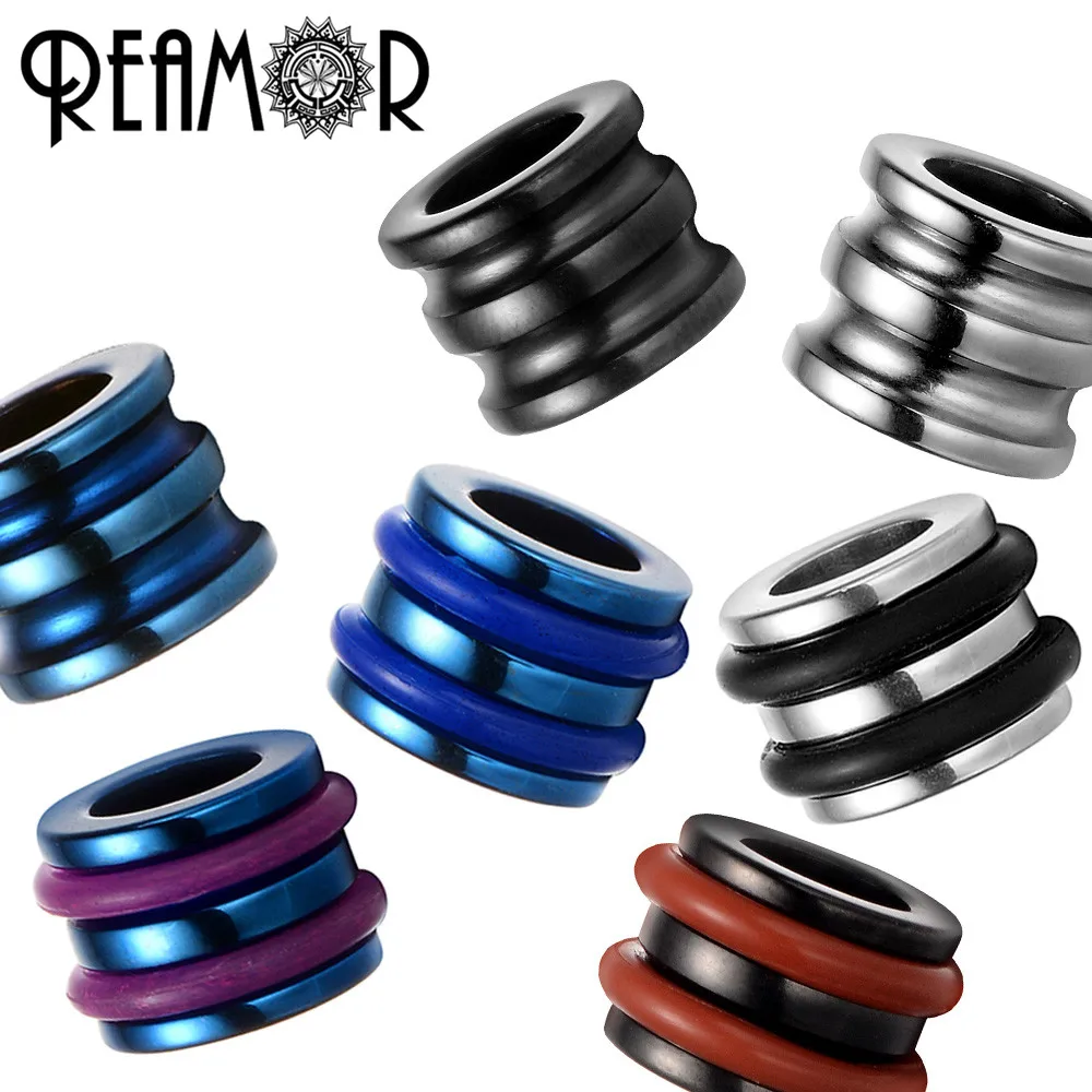 

REAMOR 10pcs Blue Metal Stainless Steel 6mm Hole Multi-ring Spacer Beads for Bracelet Paracord Knife Lanyard Jewelry Making DIY