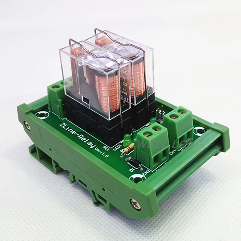 Модуль интерфейса реле мощности 2 SPDT 16 А с креплением на DIN-рейку, реле OMRON G2R-1-E DC24V.
Модуль интерфейса реле мощности 2 SPDT 16 А с креплением на DIN-рейку, реле OMRON G2R-1-E DC24V.