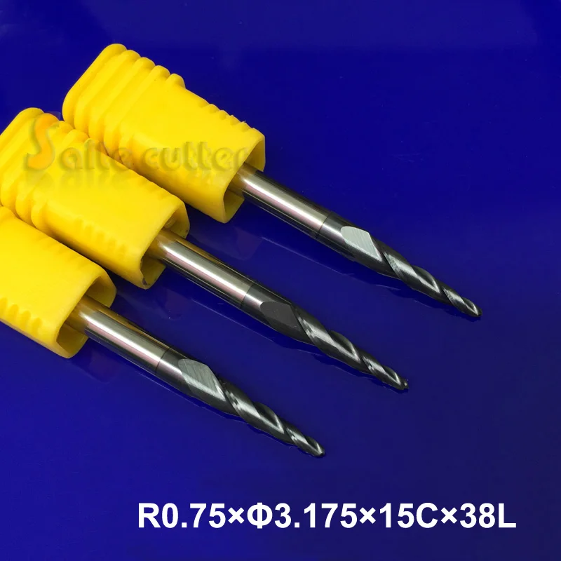 3pc R0.75 1/8" 3.175mm shank HRC55 solid carbide Tapered Ball Nose End Mills milling cutter wood Engraving tools
3pc R0.75 1/8" 3.175mm shank HRC55 solid carbide Tapered Ball Nose End Mills milling cutter wood Engraving tools