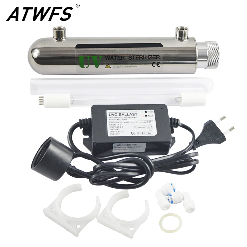 ATWFS 6W из нержавеющей стали Ультрафиолетовый фильтр стерилизатор воды RO системы