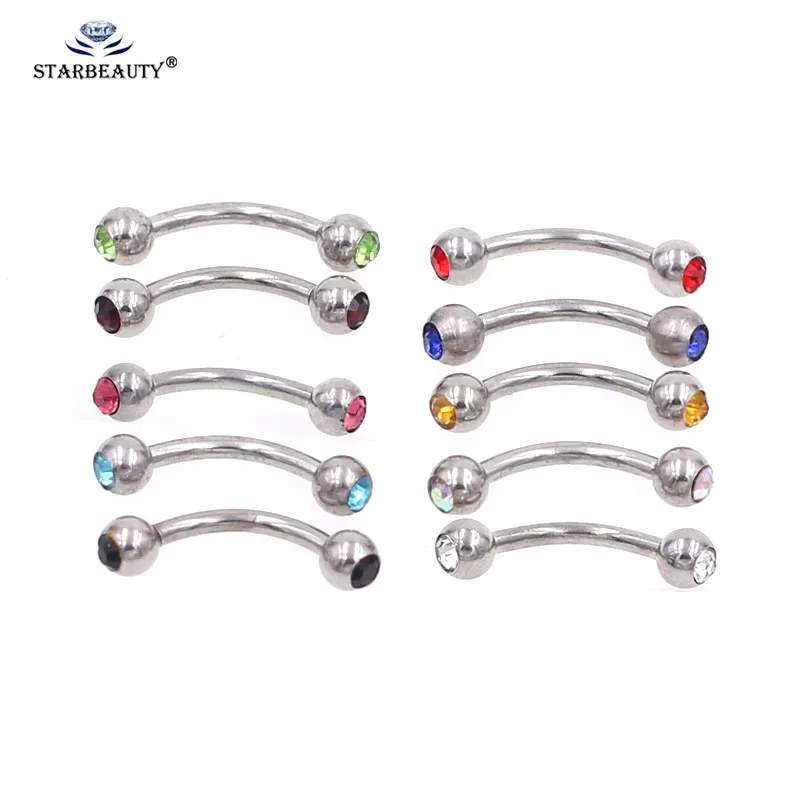 

2Pcs 16g Mix Color Curved Eyebrow Barbell Piercing Spike&Ball Steel Banana Eyebrow nails Piercing Jewelry