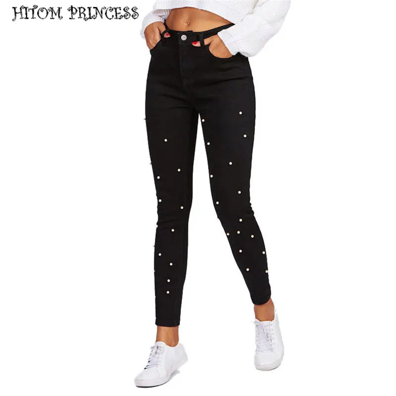 HITOM PRINCESS High Waist Jeans Woman Denim Pants Pearl Beaded Stretch Skinny Jeans For Women Brief Black Pencil Jeans Femme
HITOM PRINCESS High Waist Jeans Woman Denim Pants Pearl Beaded Stretch Skinny Jeans For Women Brief Black Pencil Jeans Femme