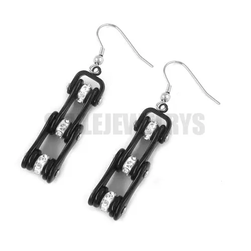 Wholesale Black Bicycle Chain Earrings With Bling Rhinestone Stainless Steel Jewelry Motor Biker Drop Earrings SJE370120L
Wholesale Black Bicycle Chain Earrings With Bling Rhinestone Stainless Steel Jewelry Motor Biker Drop Earrings SJE370120L