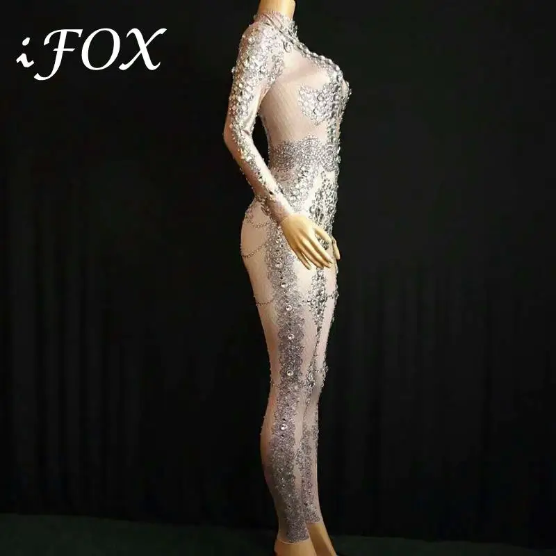 Bright Rhinestones Grid Pattern Jumpsuit Stretch Leggings Nightclub Singer Dancer Show Wear Women's Prom Party Sexy Bodysuit
Bright Rhinestones Grid Pattern Jumpsuit Stretch Leggings Nightclub Singer Dancer Show Wear Women's Prom Party Sexy Bodysuit