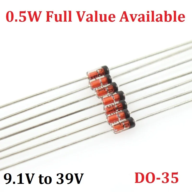 100PCS 1/2W Zener diode BZX55C 0.5W 9V1 10V 11V 12V 13V 15V 16V 18V 20V 22V 24V 27V 30V 33V 36V 39V 9.1V
100PCS 1/2W Zener diode BZX55C 0.5W 9V1 10V 11V 12V 13V 15V 16V 18V 20V 22V 24V 27V 30V 33V 36V 39V 9.1V
