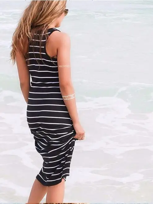 Women Striped Long Mid-Calf Dress Casual Sleeveless Beach Vest Dress Sexy Ladies Dresses
Women Striped Long Mid-Calf Dress Casual Sleeveless Beach Vest Dress Sexy Ladies Dresses