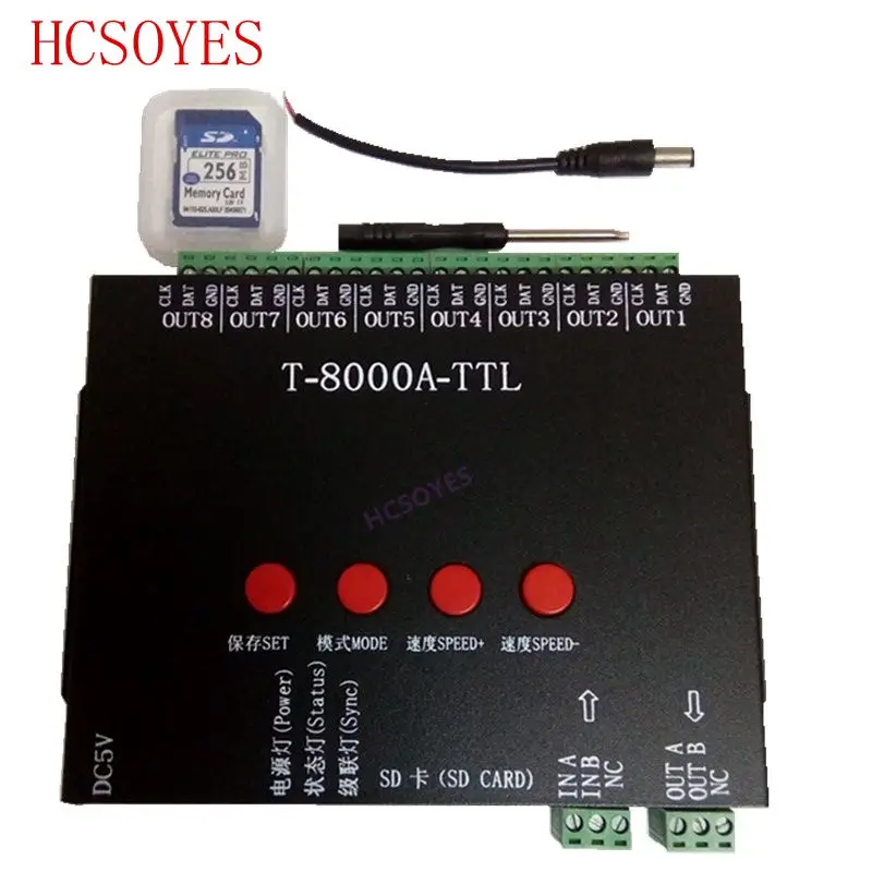 Светодиодный контроллер T 8000A TTL 8192 пикселей rgb для ws2812b/WS2811/WS2813/ TM1804/LPD6803 /DMX512
