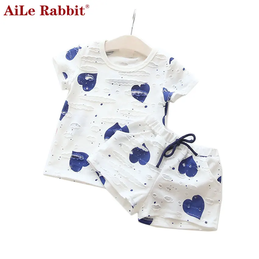 AiLe Rabbit/повседневная детская одежда комплекты одежды для маленьких девочек