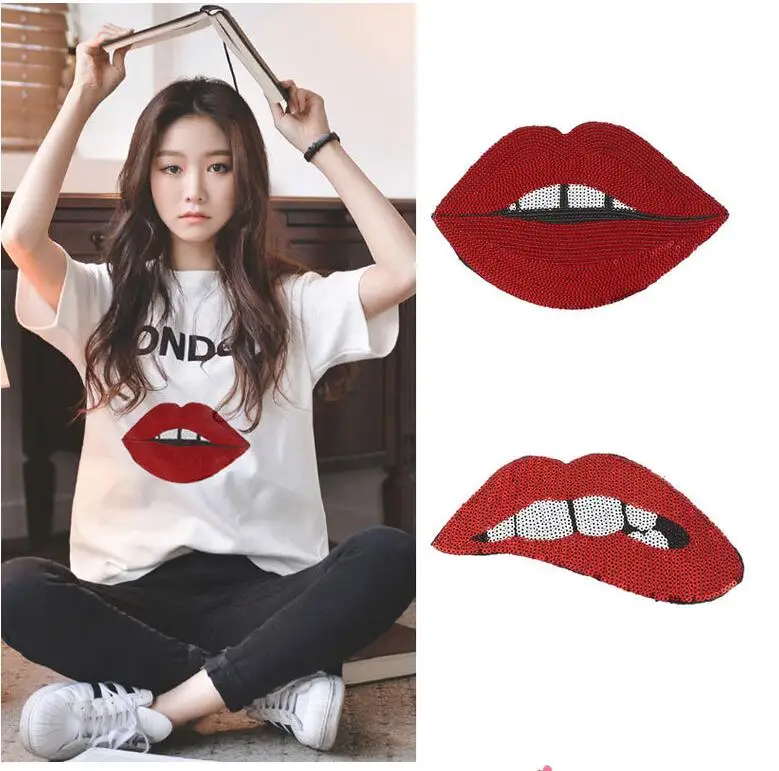 2018 New lip With Sequined Patches Fashion Applique lron on Patch for Clothes Bags DIY Decal Apparel Accessory 2pcs
2018 New lip With Sequined Patches Fashion Applique lron on Patch for Clothes Bags DIY Decal Apparel Accessory 2pcs