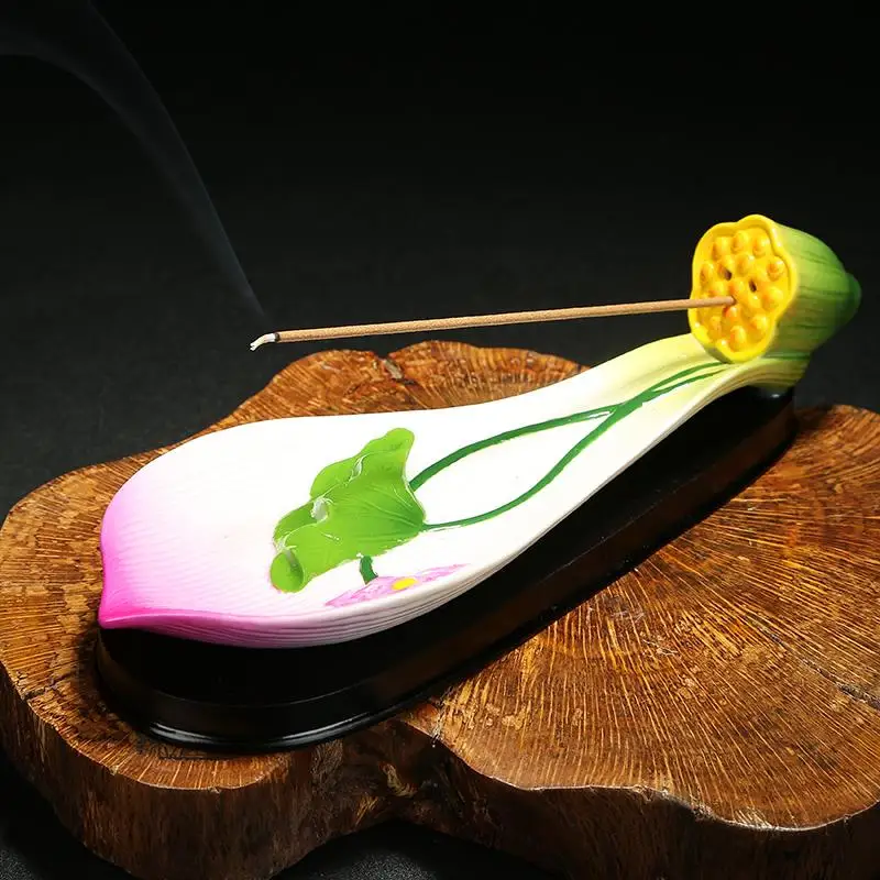 

Aromatherapy incense burner furnace aroma of Lotus leaf tea ornaments Wo Fragrant incense, ceramic incense stick incense