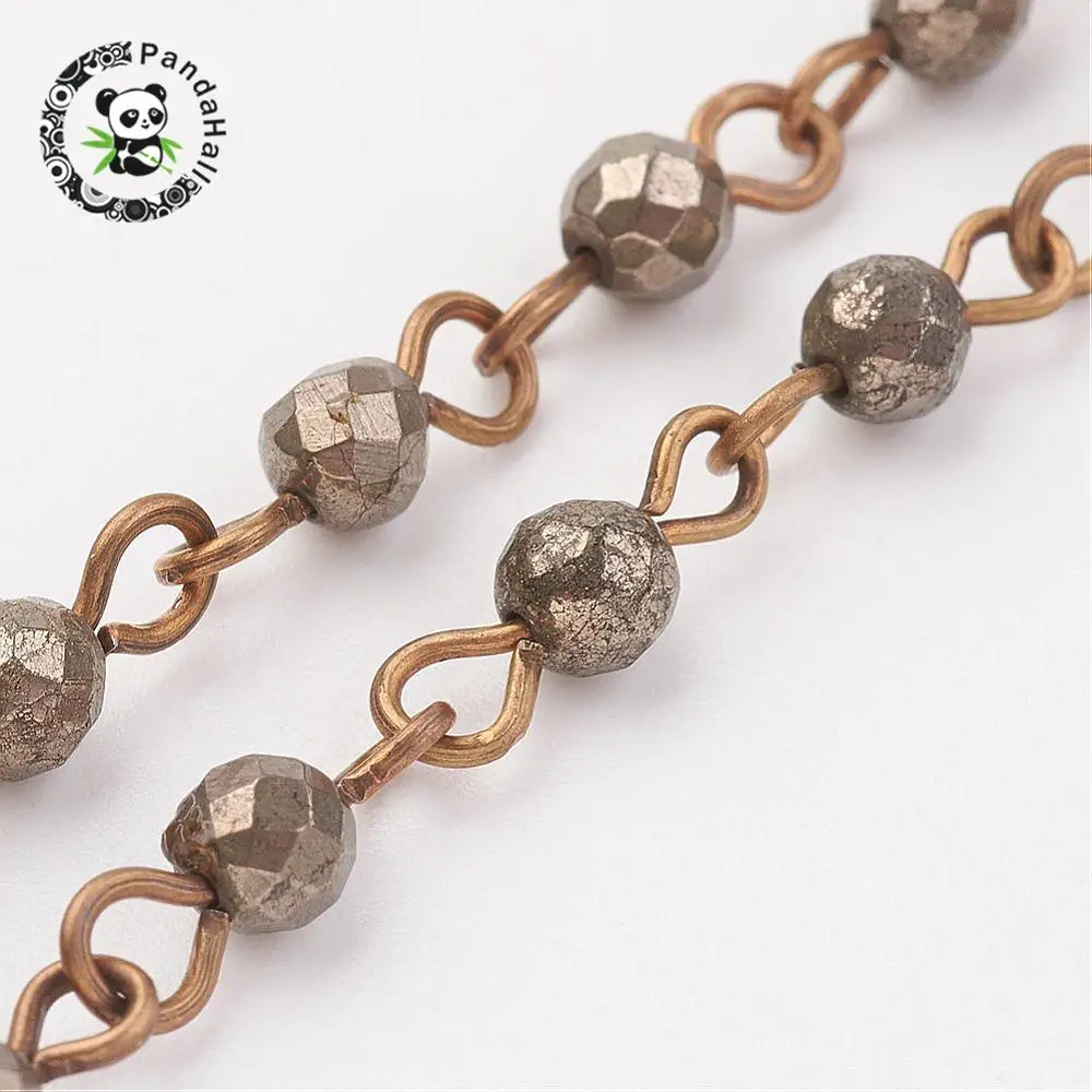 Natural Pyrite Handmade Beaded Chains, with Iron Eyepins, Antique Bronze, 39.37''; 1m/strand
Natural Pyrite Handmade Beaded Chains, with Iron Eyepins, Antique Bronze, 39.37''; 1m/strand