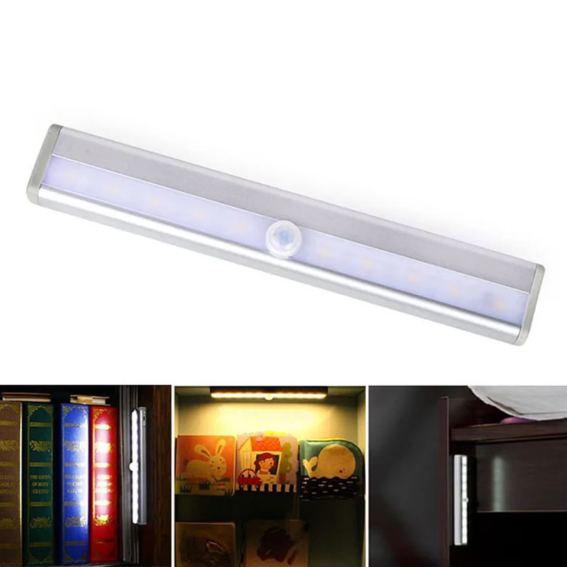 USB сенсор 10 светодио дный LED перезаряжаемые гардероб огни движения Портативный