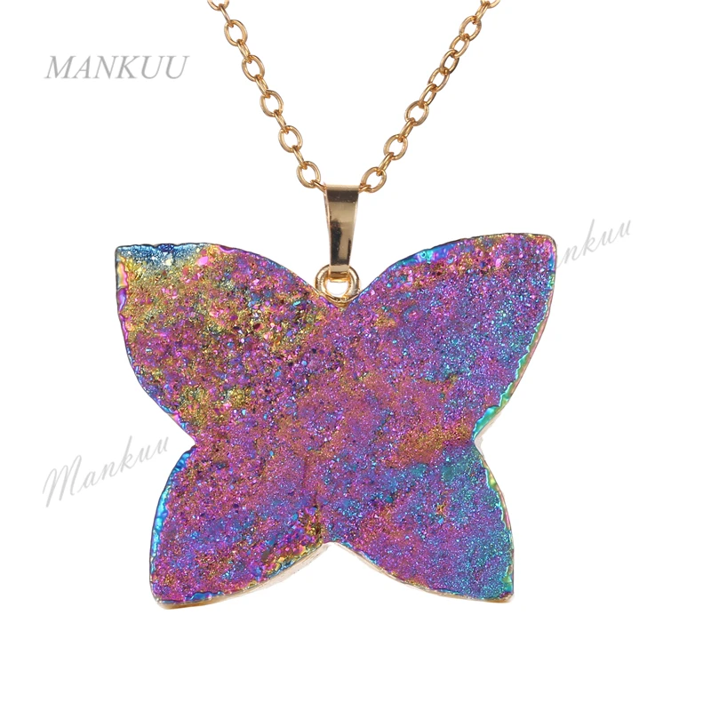 Trendy Titanium Drusy Druzy Pendant Necklace Butterfly Shape Druzy Women Fashion Necklace Jewelry Stone Female Party Gift
Trendy Titanium Drusy Druzy Pendant Necklace Butterfly Shape Druzy Women Fashion Necklace Jewelry Stone Female Party Gift