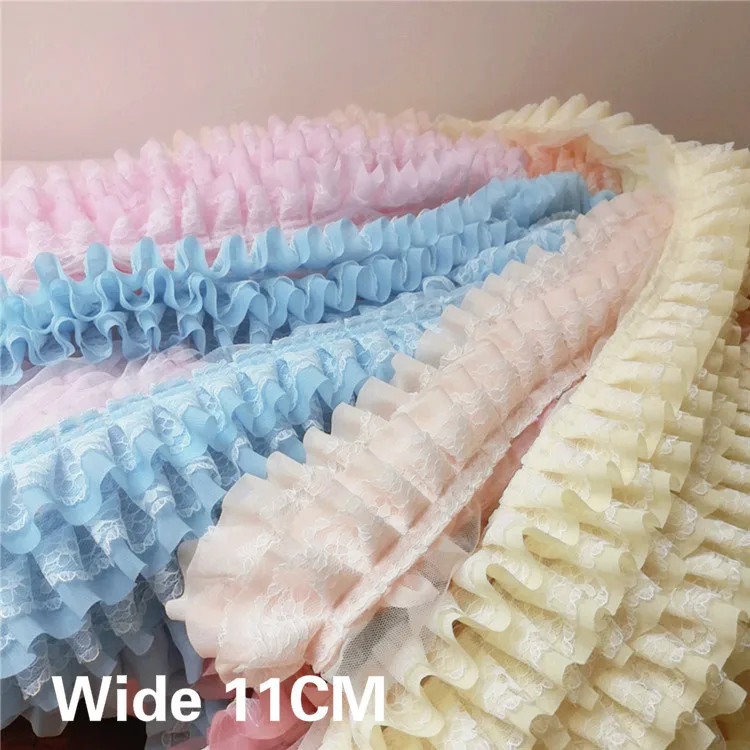 11CM Wide Three Layers 3D Folded Chiffon Fabric Lace Applique Ribbon Ruffle Trim Fluffy Dress Skirt DIY Sewing Guipure Supplies
11CM Wide Three Layers 3D Folded Chiffon Fabric Lace Applique Ribbon Ruffle Trim Fluffy Dress Skirt DIY Sewing Guipure Supplies