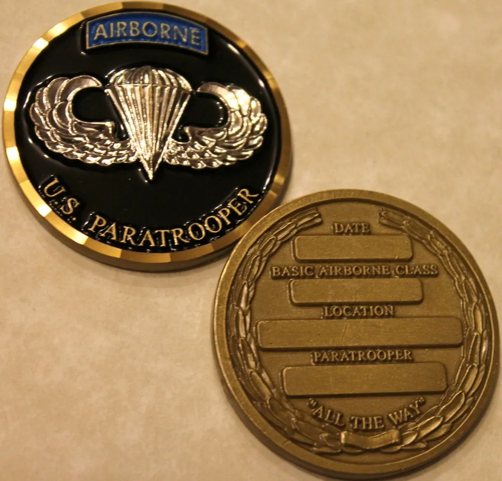 DHL free shipping Airborne US Paratrooper Basic Course Qualification Army Challenge Coin
DHL free shipping Airborne US Paratrooper Basic Course Qualification Army Challenge Coin