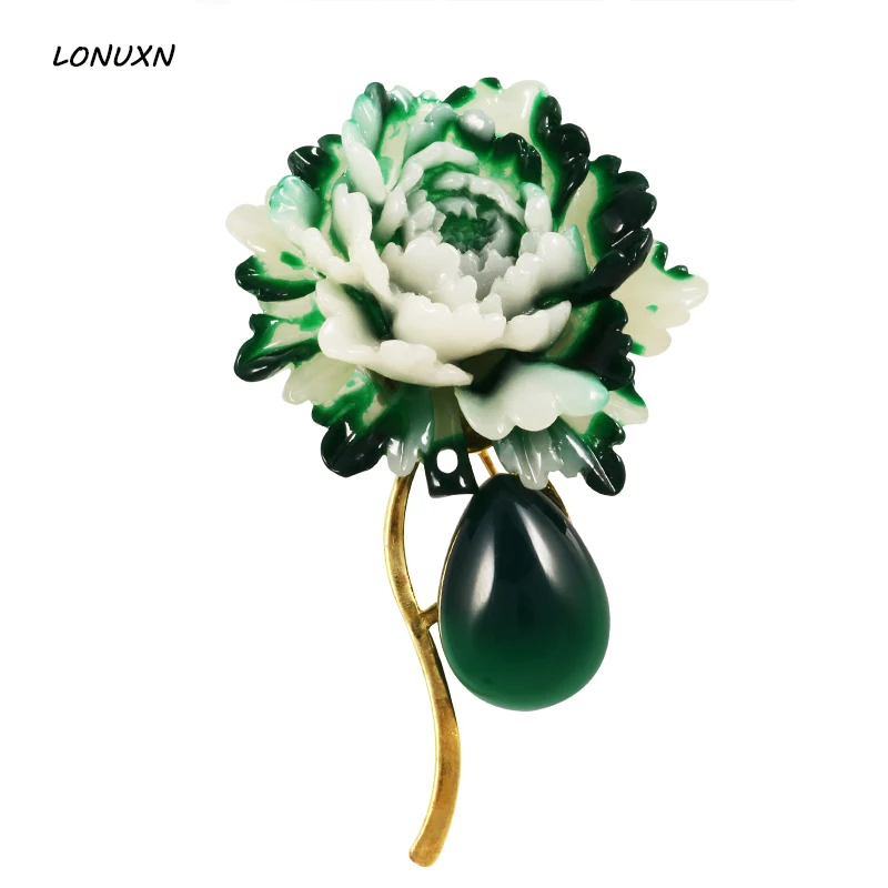 7 styles High quality fashion Semi-precious stone green chalcedony peony flowers shape brooch pins women jewelry lovers gift
7 styles High quality fashion Semi-precious stone green chalcedony peony flowers shape brooch pins women jewelry lovers gift