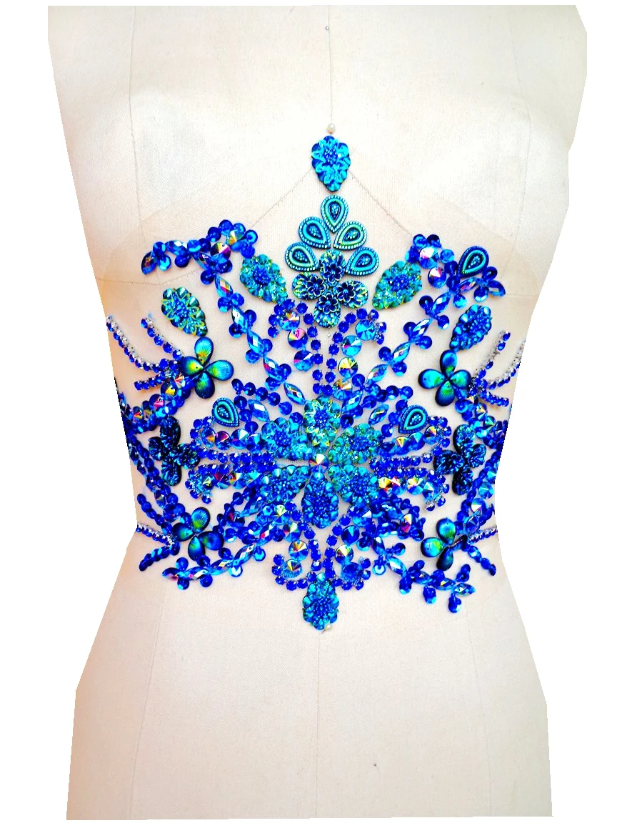 A89 35*22cm hand made deep blue sew on Rhinestones applique crystals patches for top dress skirt belt
A89 35*22cm hand made deep blue sew on Rhinestones applique crystals patches for top dress skirt belt