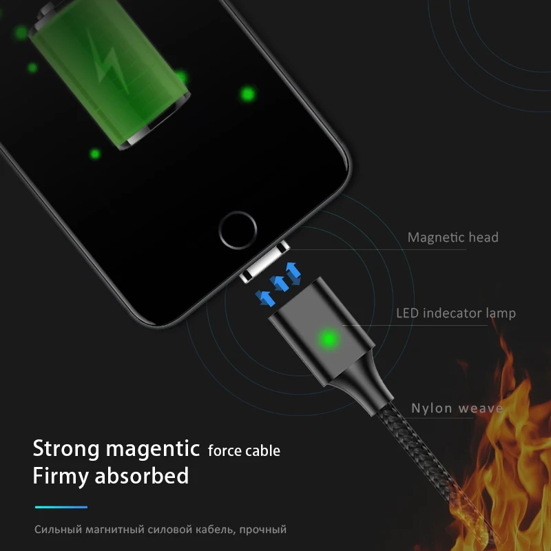 ! ACCEZZ Магнитный Micro USB кабель для iPhone 6 7 8 Plus X XR XS type C samsung S8 S9 Быстрая зарядка данных