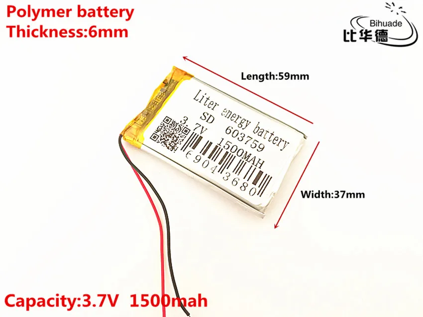 2 шт./лот 3,7 V 1500mAH 603759 полимерный литий-ионный/литий-ионный аккумулятор для игрушек mp3 mp4
2 шт./лот 3,7 V 1500mAH 603759 полимерный литий-ионный/литий-ионный аккумулятор для игрушек mp3 mp4