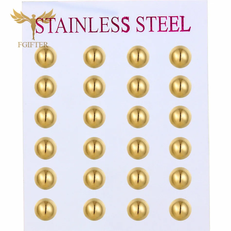 FGifter Wholesale 6MM Ball Earrings Gold Stainless Steel Ear Stud Jewelry Women Men Children Earring Gifts 12 Pairs
FGifter Wholesale 6MM Ball Earrings Gold Stainless Steel Ear Stud Jewelry Women Men Children Earring Gifts 12 Pairs