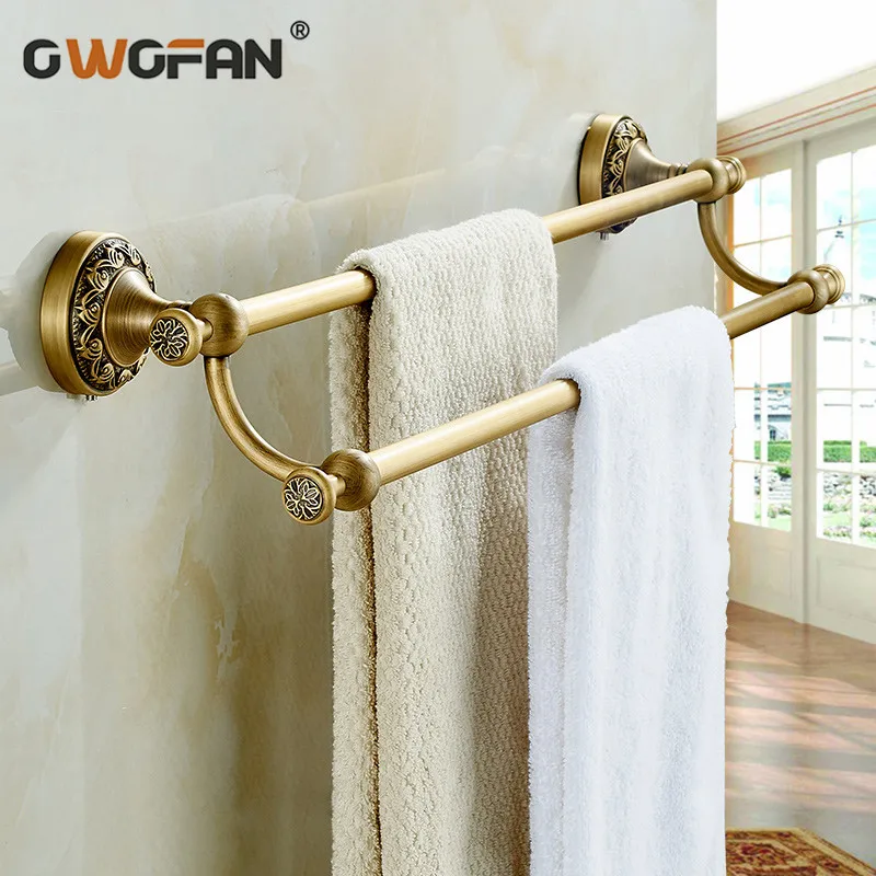 Retro Style Double Towel Bars European Style Bathroom Accessories Towel Hanger Wall Mounted Antique Brass Towel Rack DG-8312F
Retro Style Double Towel Bars European Style Bathroom Accessories Towel Hanger Wall Mounted Antique Brass Towel Rack DG-8312F