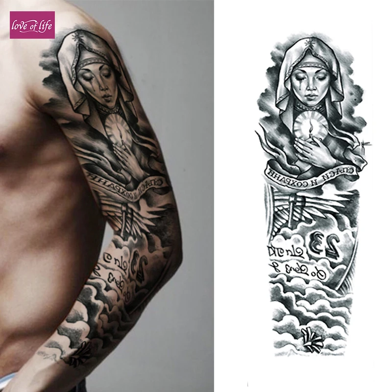 1 Piece Temporary Tattoo Sticker Nun Girl Pray Design Full Flower Arm Body Art Beckham Big Large Fake Tattoo Sticker
1 Piece Temporary Tattoo Sticker Nun Girl Pray Design Full Flower Arm Body Art Beckham Big Large Fake Tattoo Sticker