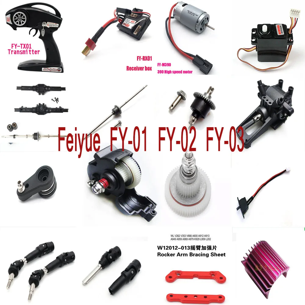 Feiyue FY-01 FY-02 FY-03 1/12 RC Car spare parts motor servo receiver remote controller drive shaft differential gear box etc.
Feiyue FY-01 FY-02 FY-03 1/12 RC Car spare parts motor servo receiver remote controller drive shaft differential gear box etc.