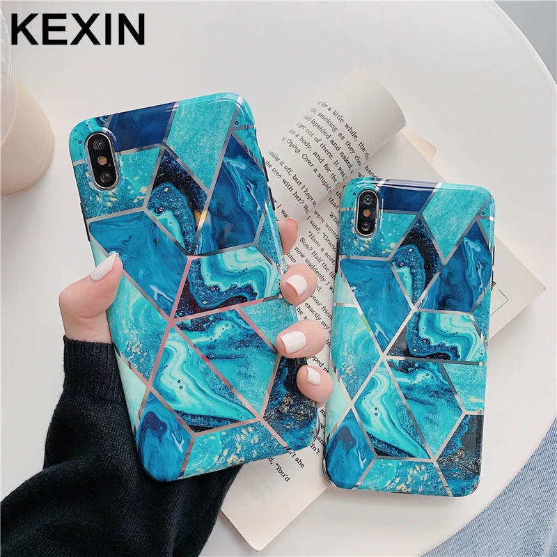 Чехол KEXIN для iPhone XS MAX XR X с синими чернилами чехол глянцевым лазерным рисунком