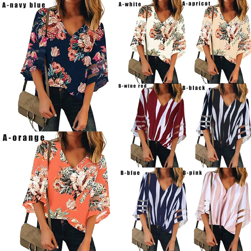 New Hot Women Bohemia casual Floral Print Stripe V-Neck Mesh Panel flare half Sleeve Blouses Shirts Tops for Summer
New Hot Women Bohemia casual Floral Print Stripe V-Neck Mesh Panel flare half Sleeve Blouses Shirts Tops for Summer