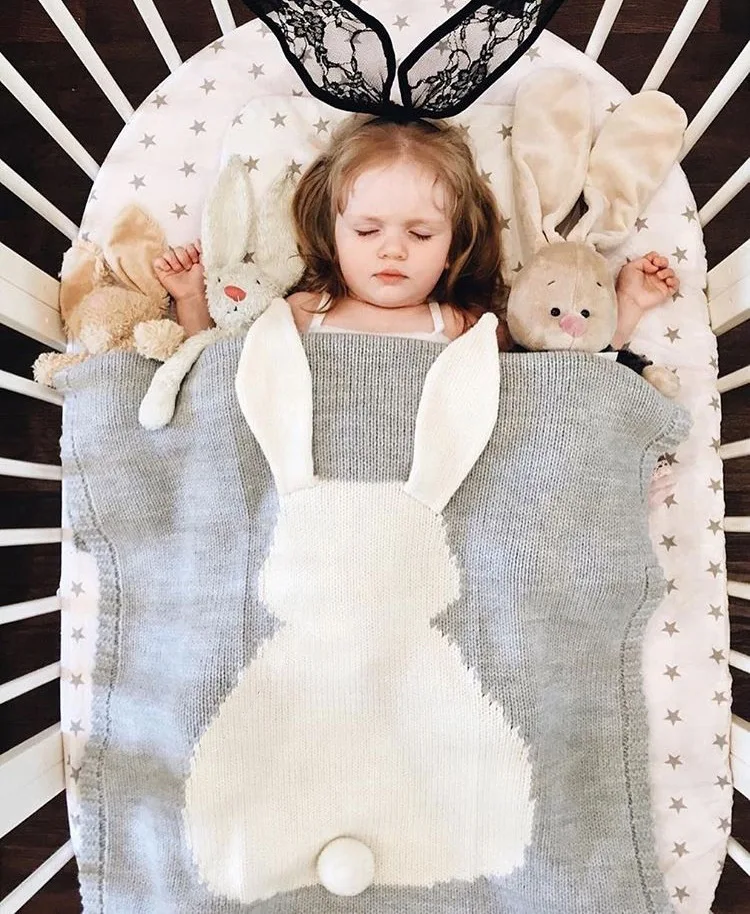 LGREL Baby Blanket 108cmX73cm Newborn Knitted Cubist Cartoon Rabbit Swaddle Warm Soft Infant Wrap Bedding |