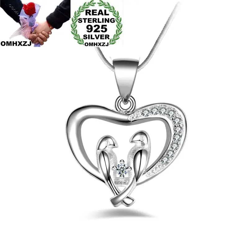 OMHXZJ Wholesale Personality Fashion OL Woman Girl Gift Silver Heart Birds AAA Zircon 925 Sterling Silver Pendant Necklace NC47
OMHXZJ Wholesale Personality Fashion OL Woman Girl Gift Silver Heart Birds AAA Zircon 925 Sterling Silver Pendant Necklace NC47