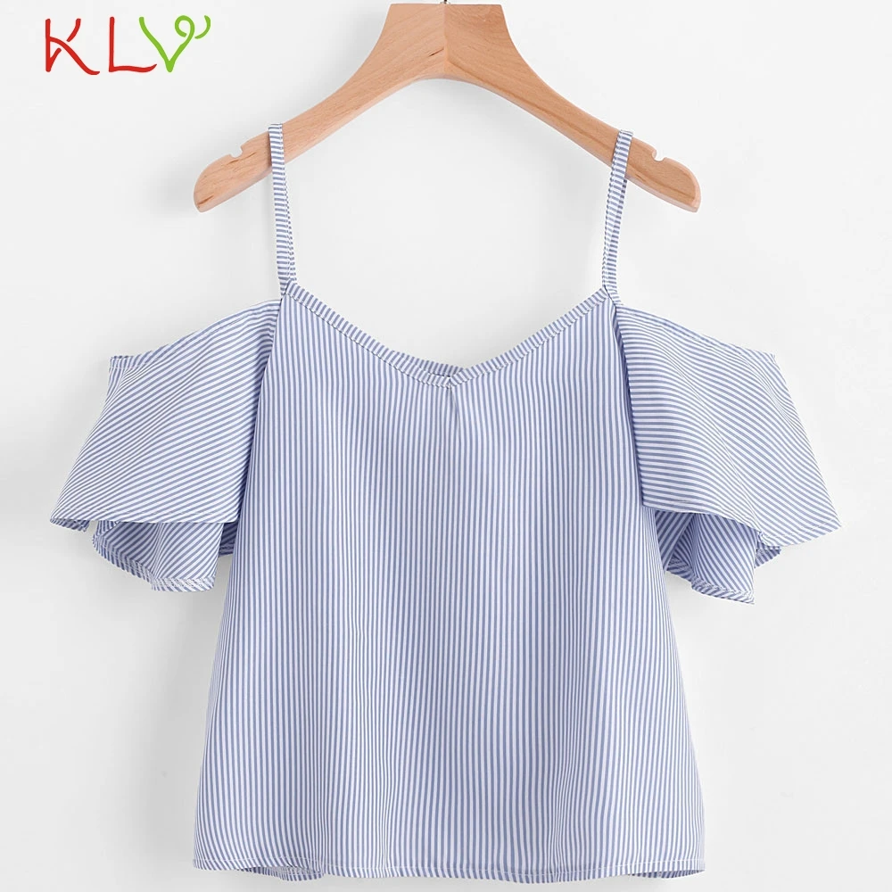 KLV Women Tops And Blouse Sexy Off Shoulder Short Sleeve Striped Crop Tops Causal Blouses Shirt blusas mujer de moda 2018
KLV Women Tops And Blouse Sexy Off Shoulder Short Sleeve Striped Crop Tops Causal Blouses Shirt blusas mujer de moda 2018