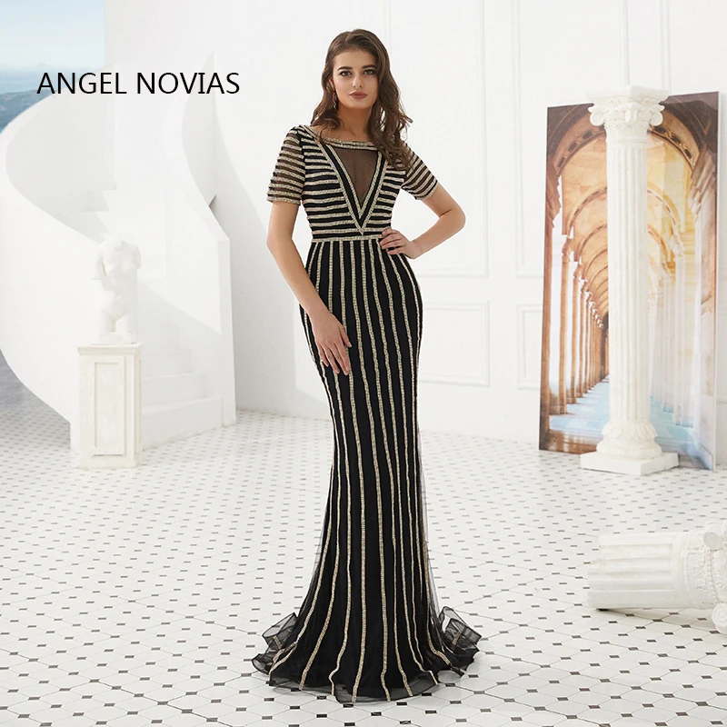 Женское длинное вечернее платье ANGEL NOVIAS, черное платье с блестками и бусинами, расшитое бисером, в стиле русалки, для выпускного вечера, 2019
Женское длинное вечернее платье ANGEL NOVIAS, черное платье с блестками и бусинами, расшитое бисером, в стиле русалки, для выпускного вечера, 2019