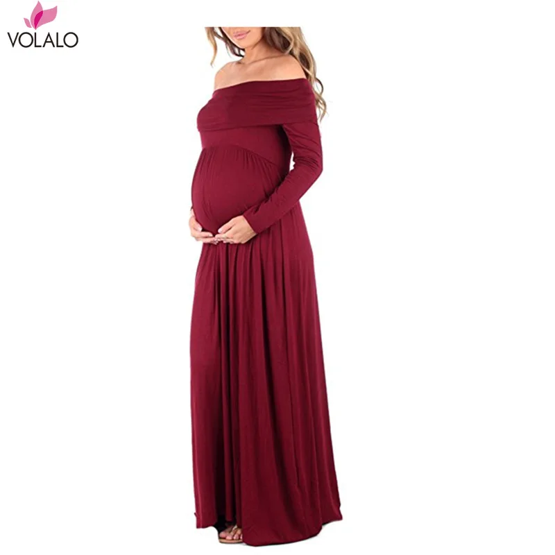 

Платье для беременных женщин с воротником хомутом реквизит для фотосъемки с открытыми плечами платье для кормления Прямая поставка платья для беременных женщин