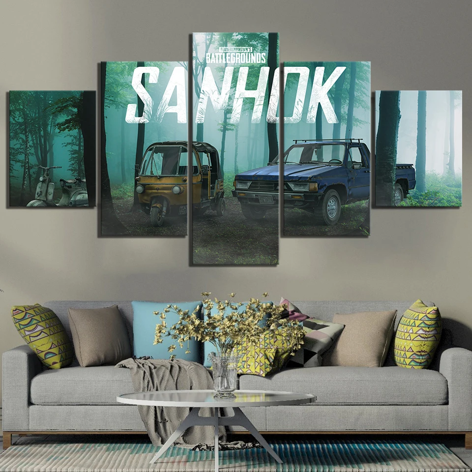 Постер с видеоиграми 5 шт. в стиле Pubg Sanhok HD Мультяшные наклейки на стену картины